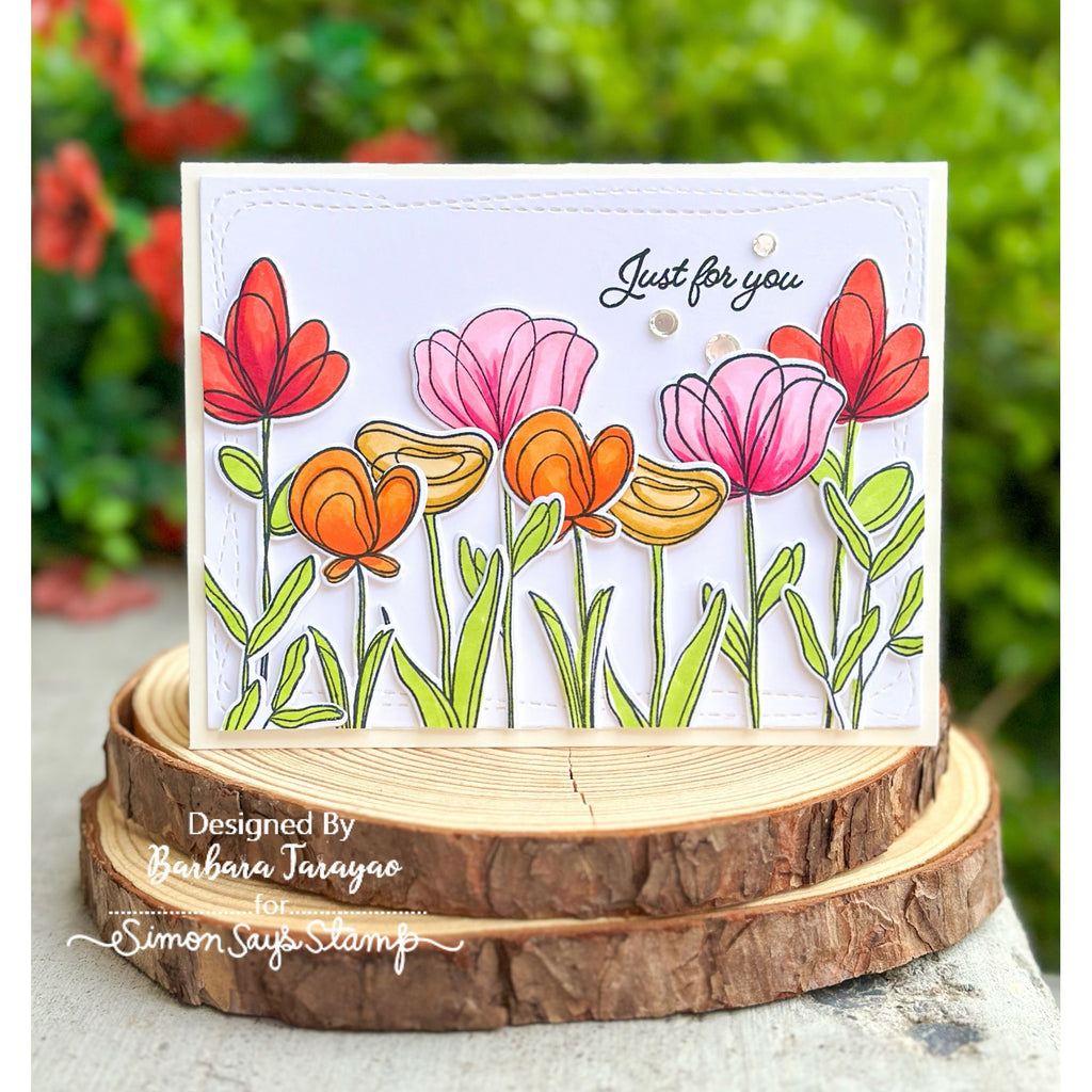 Simon Says Stamps and Dies Long Stem Florals set1217ls Just for You Card Barbara Tarayao | color-code:ALT03