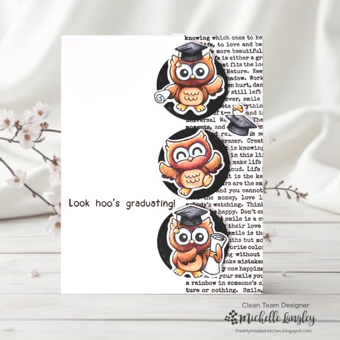 Simon Says Stamps and Dies Look Hoo's Graduating set1222lh Owl Graduation Card Michelle Langley