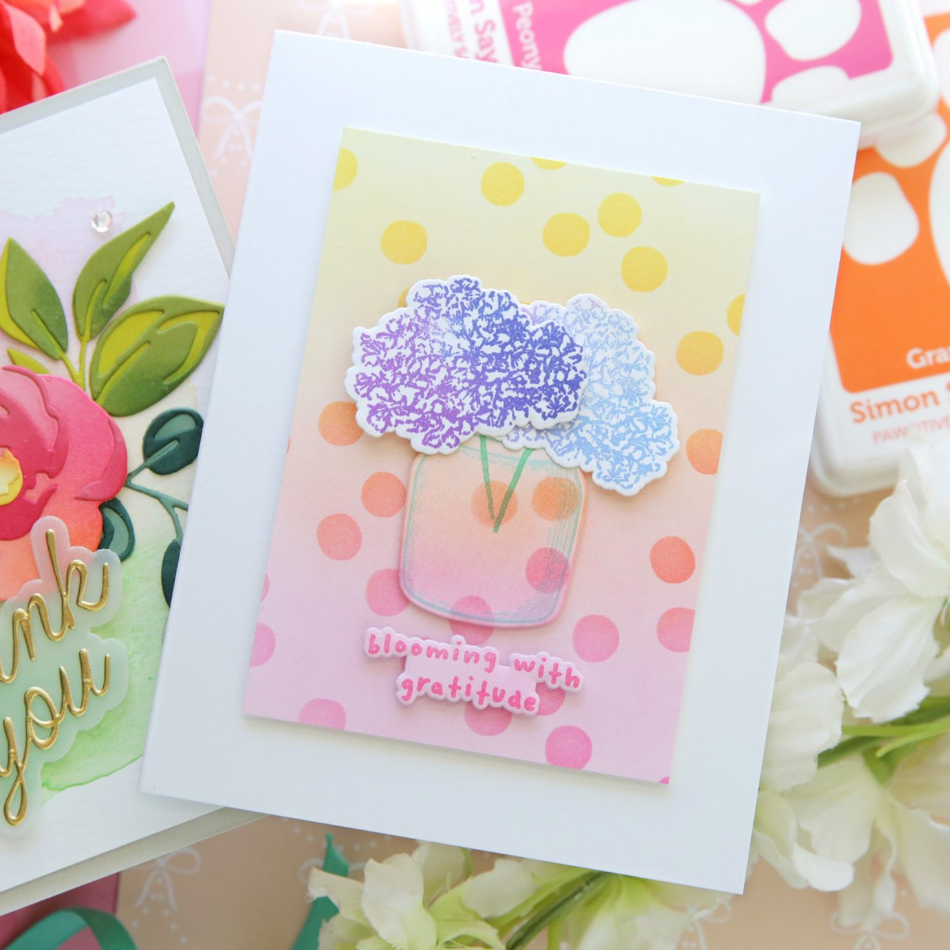 Simon Says Stamps and Dies Made to Flourish set1314mf Laura Bassen Colorful Floral Thank You Card | color-code:ALT05