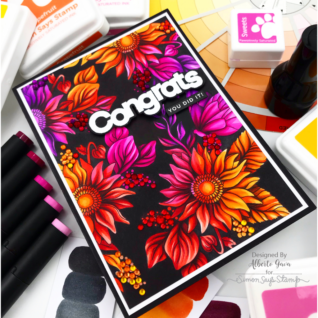 Simon Says Stamps and Dies Make My Heart Flutter set1140hf Heart to Heart Dramatic Congrats Card Alberto Gava | color-code:ALT05