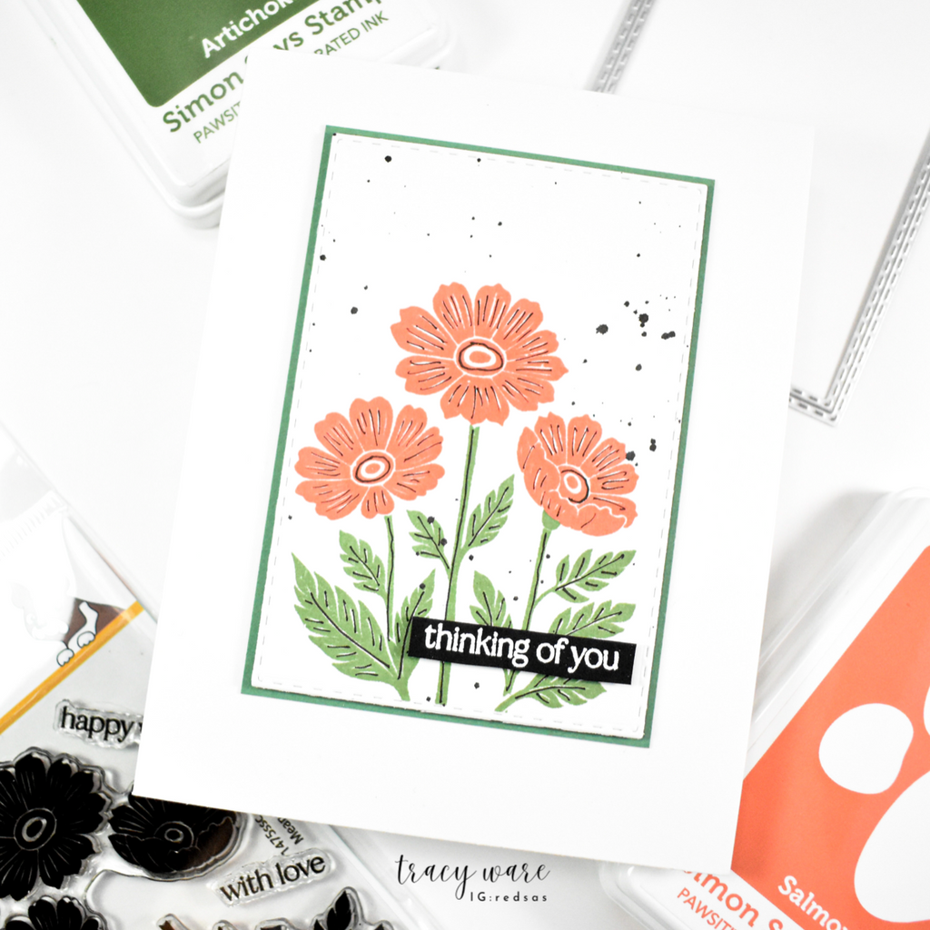 Simon Says Stamps and Dies Meandering Blooms set1317mb Tracy Ware Floral Thinking of You Card