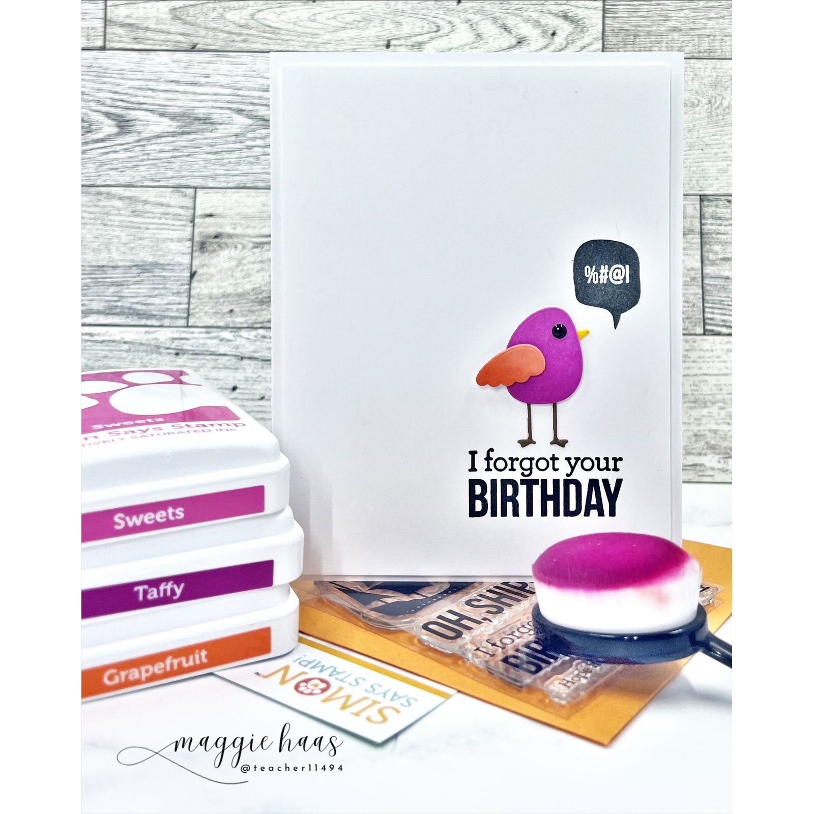 Simon Says Stamps and Dies Oh Ship set1268os Shine On Cursing Bird Belated Birthday Card Maggie Haas