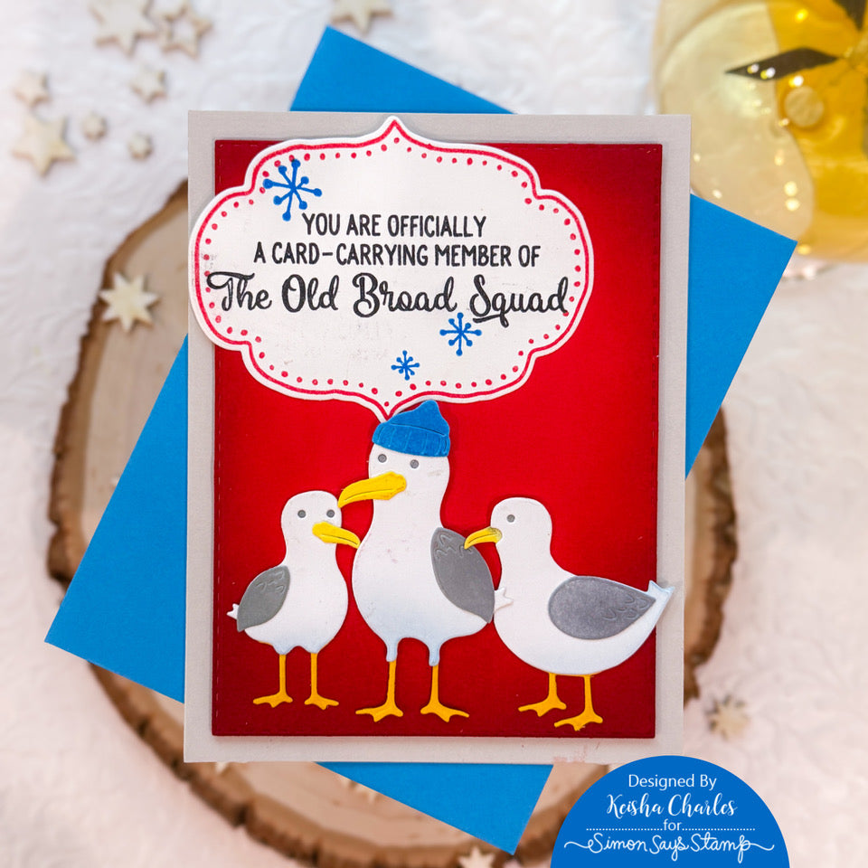 Simon Says Stamps and Dies Old Broad Squad set1267ob Shine On Old Lady Birthday Card with Seagulls Keisha Charles
