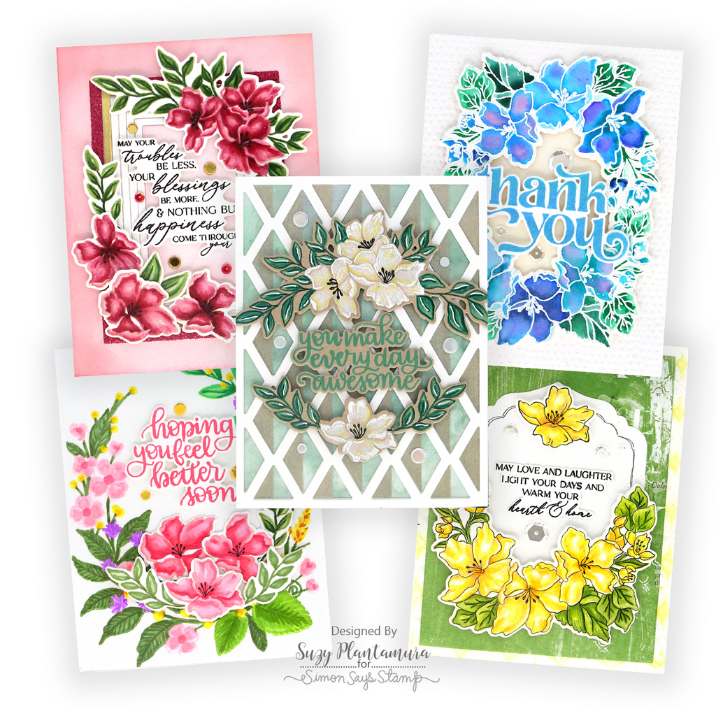 Simon Says Stamps and Dies Orange Blossom Blessings set983ob Moments in Time Floral Card Set Suzy Plantamura | color-code:ALT09