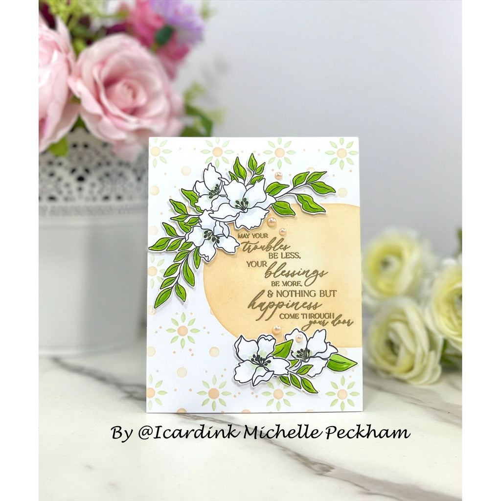 Simon Says Stamps and Dies Orange Blossom Blessings set983ob Moments in Time Wedding Card Michelle Peckham