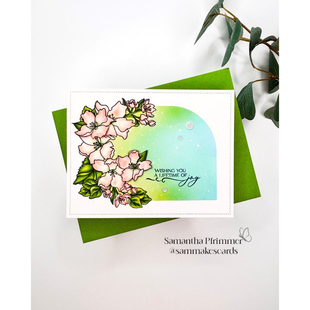 Simon Says Stamps and Dies Orange Blossom Blessings set983ob Moments in Time Wedding Card Samantha Pfrimmer