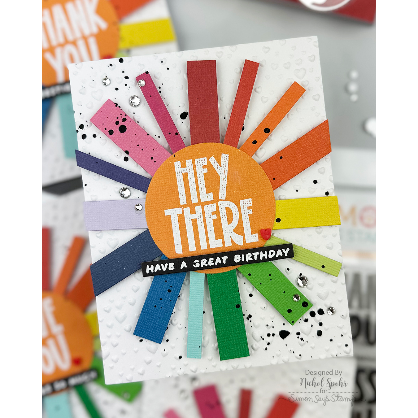 Simon Says Stamps and Dies Paper Cut Messages set1249pc Colorful Sunrays Birthday Card Nichol Spohr | color-code:ALT05