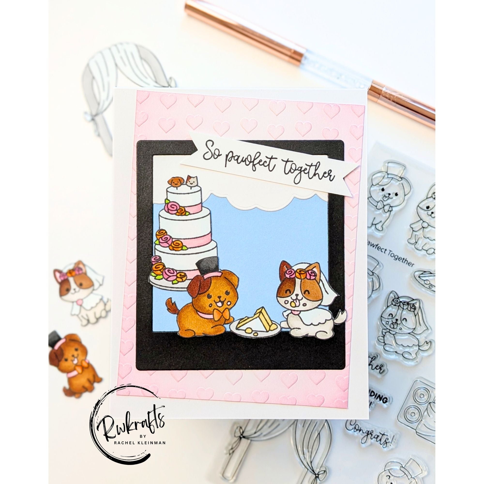 Simon Says Stamps and Dies Pawfect Together set1234pt Always There Cute Wedding Cake Card Rachel Kleinman