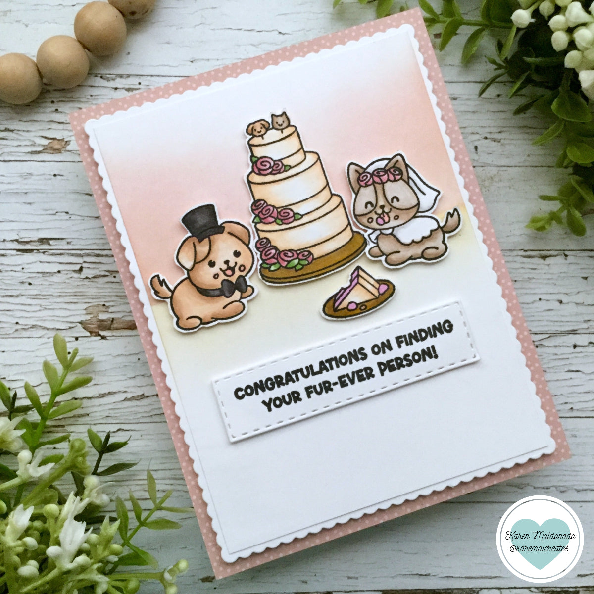 Simon Says Stamps and Dies Pawfect Together set1234pt Always There Wedding Cake Card Karen Maldonado