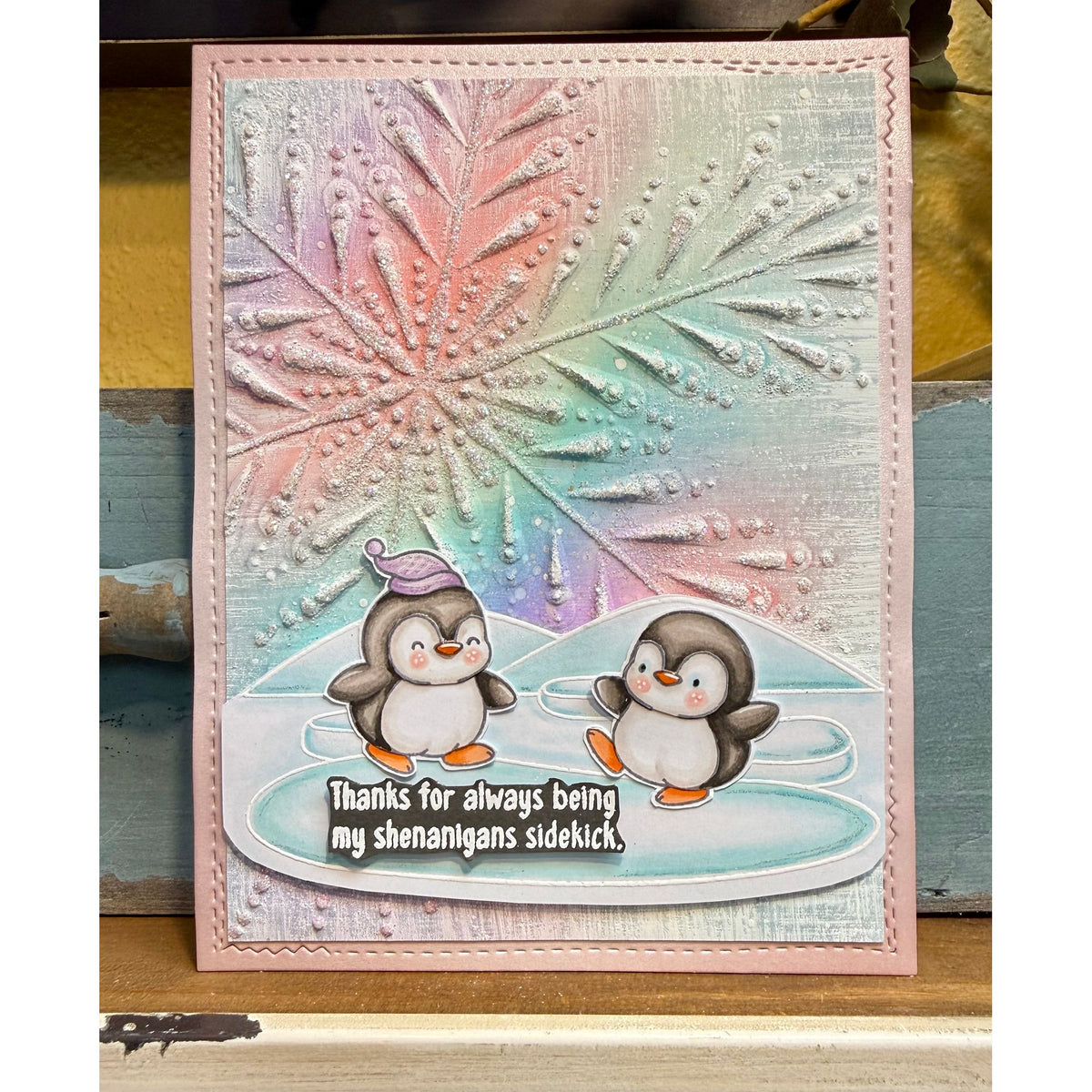 Simon Says Stamps and Dies Penguin Mischief set1395pm Sending Cheer Christine Heye Cute Arctic Iceberg Winter Card