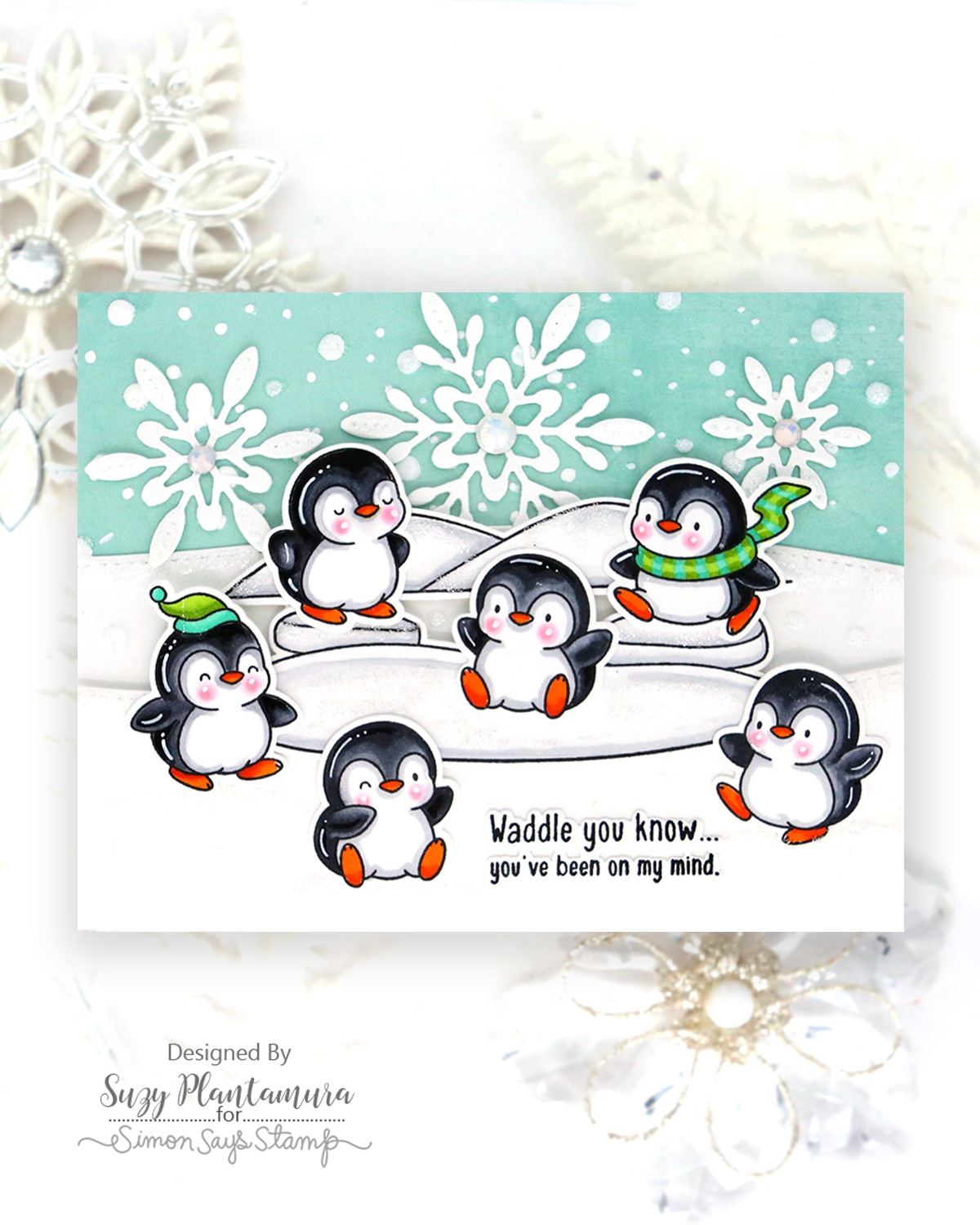 Simon Says Stamps and Dies Penguin Mischief set1395pm Sending Cheer Suzy Plantamura Cute Arctic Iceberg Winter Card | color-code:ALT01