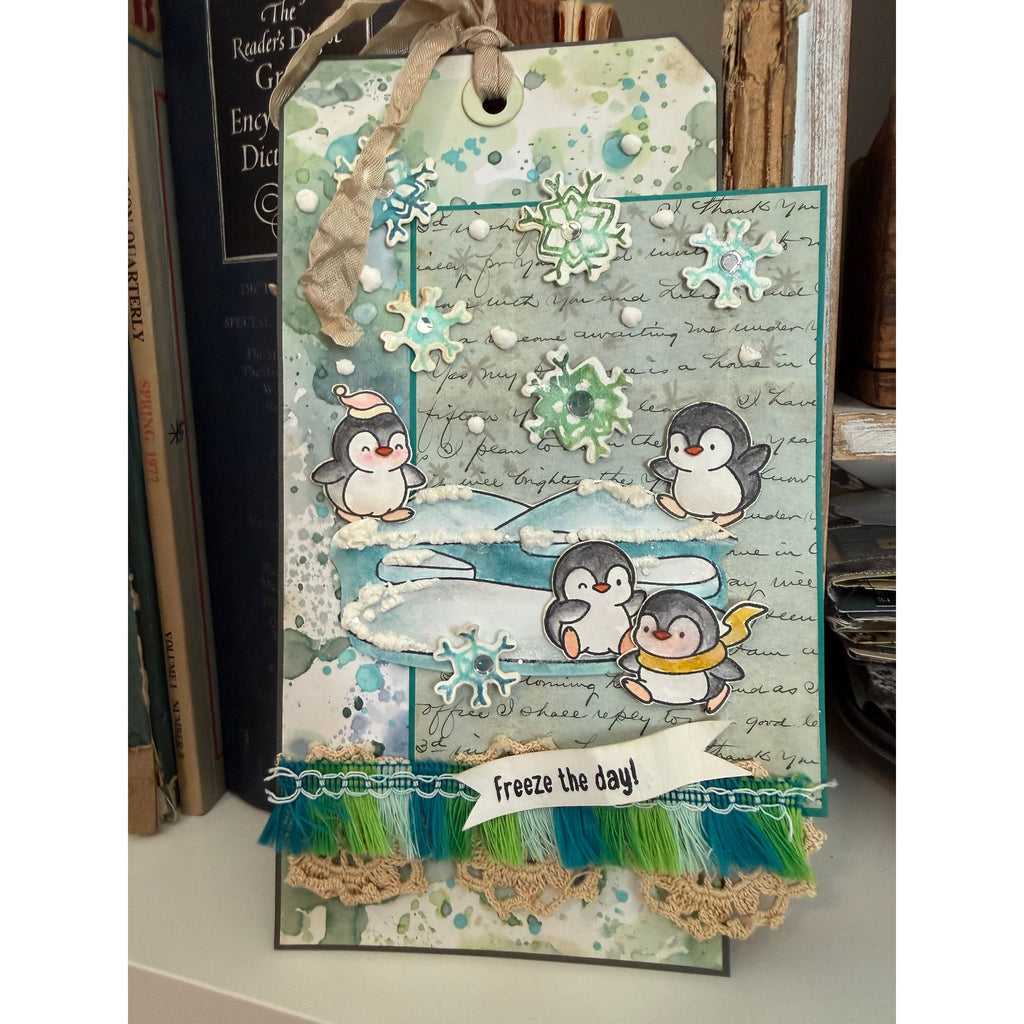 Simon Says Stamps and Dies Penguin Mischief set1395pm Sending Cheer Tana Conley Cute Arctic Iceberg Winter Tag