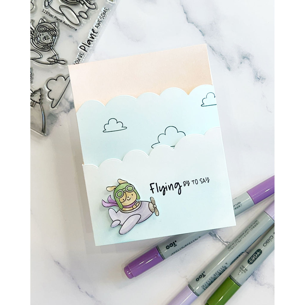 Simon Says Stamps and Dies Plane Awesome set1265pa Shine On Cute Airplane Hello Card Deniz Do