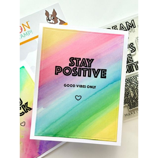 Simon Says Stamps and Dies Positive Thoughts set1301pt Every Happiness Adriana Arminio Good Vibes Rainbow Card