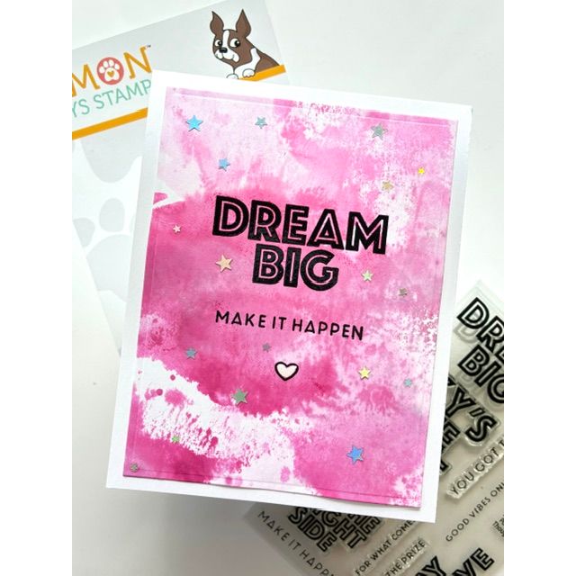 Simon Says Stamps and Dies Positive Thoughts set1301pt Every Happiness Adriana Arminio Pink Make it Happen Card