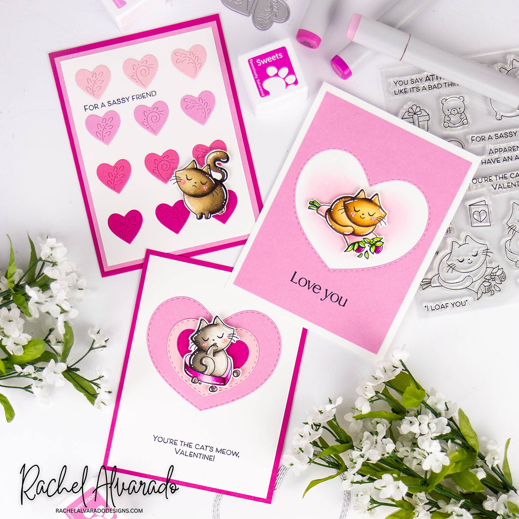 Simon Says Stamps and Dies Sassy Sally set1138ss Heart to Heart Sassy Love Cards Rachel Alvarado