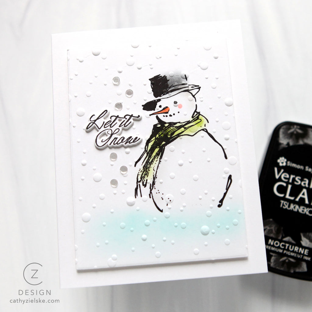 Simon Says Stamps and Dies Season of Wonder for Tim Holtz Workshop set2326th Cathy Zielske Fresh Snow Christmas Card