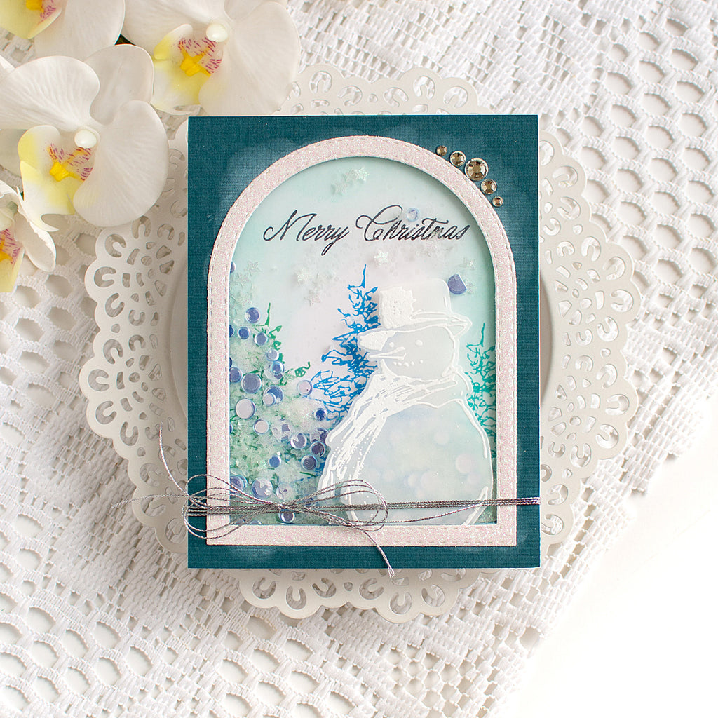 Simon Says Stamps and Dies Season of Wonder for Tim Holtz Workshop set2326th Heather Hoffman Snowy Christmas Card