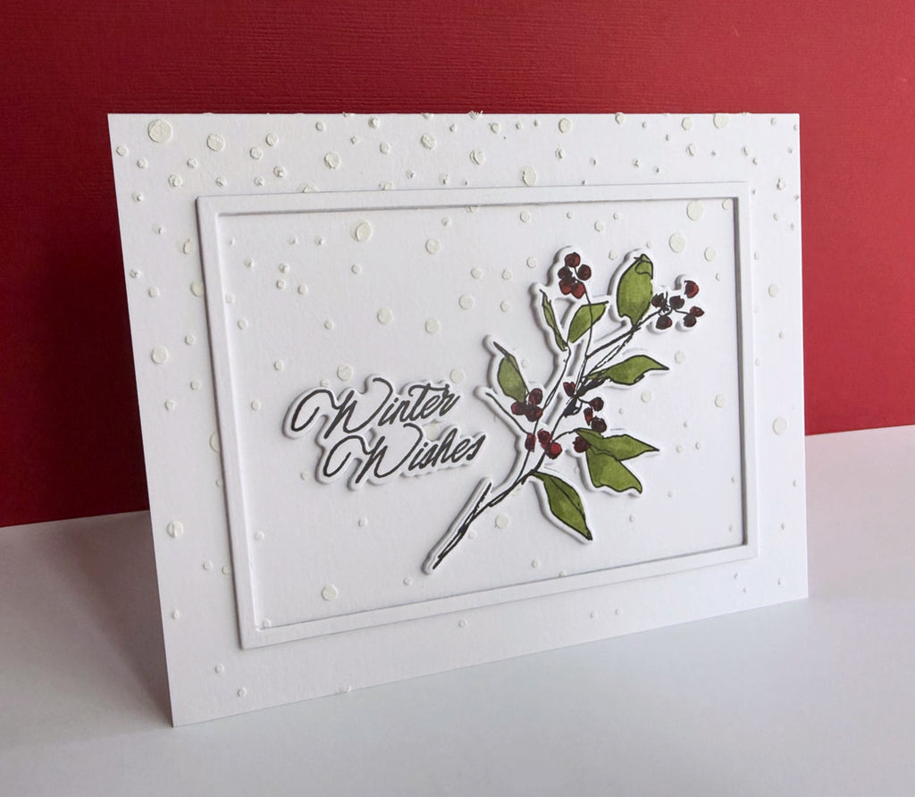 Simon Says Stamps and Dies Season of Wonder for Tim Holtz Workshop set2326th Lisa Addesa Holly Holiday Card