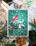 Simon Says Stamps and Dies Season of Wonder for Tim Holtz Workshop set2326th Nina-Marie Trapani Cardinal Holiday Card