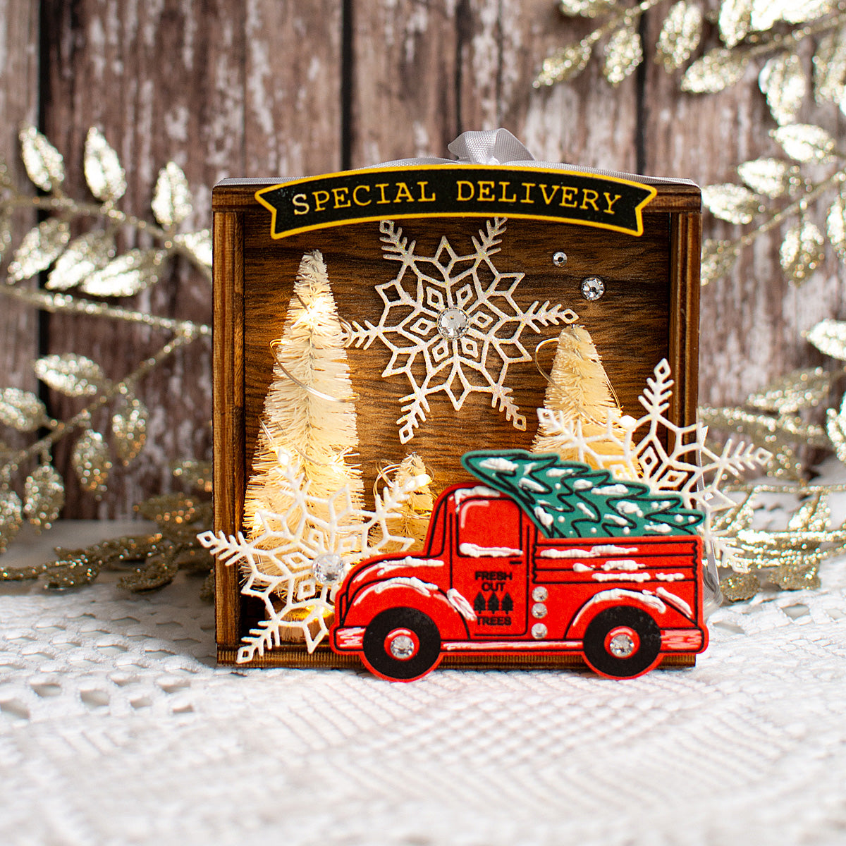 Simon Says Stamps and Dies Special Delivery set1320sd Heather Hoffman Christmas Tree Pickup Truck Vignette