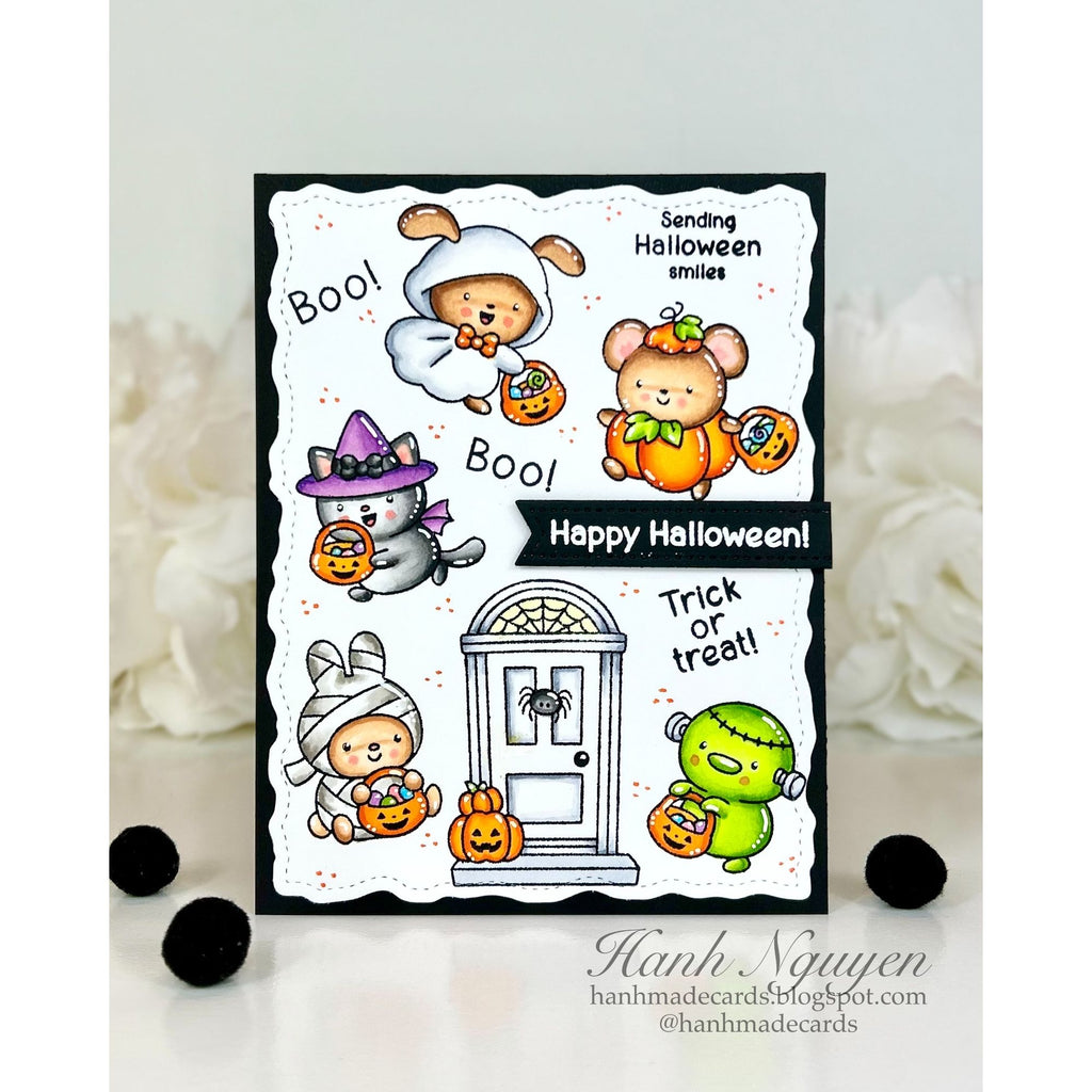 Simon Says Stamps and Dies Spooky Crew set1345sc Stamptember Hanh Nguyen Cute Halloween Card