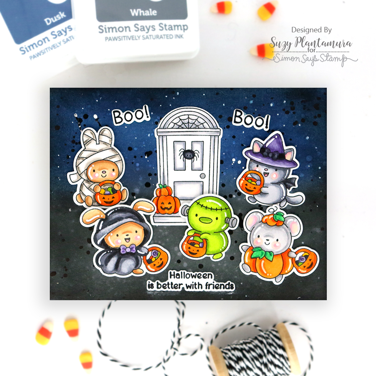 Simon Says Stamps and Dies Spooky Crew set1345sc Stamptember Suzy Plantamura Cute Trick or Treaters Card | color-code:ALT01