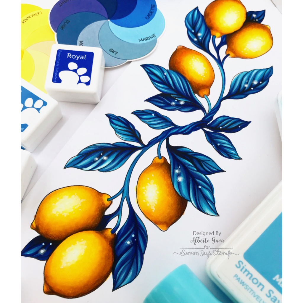 Simon Says Stamps and Dies Squeeze You set1293sy Every Happiness Alberto Gava Lemons with Blue Leaves | color-code:ALT07