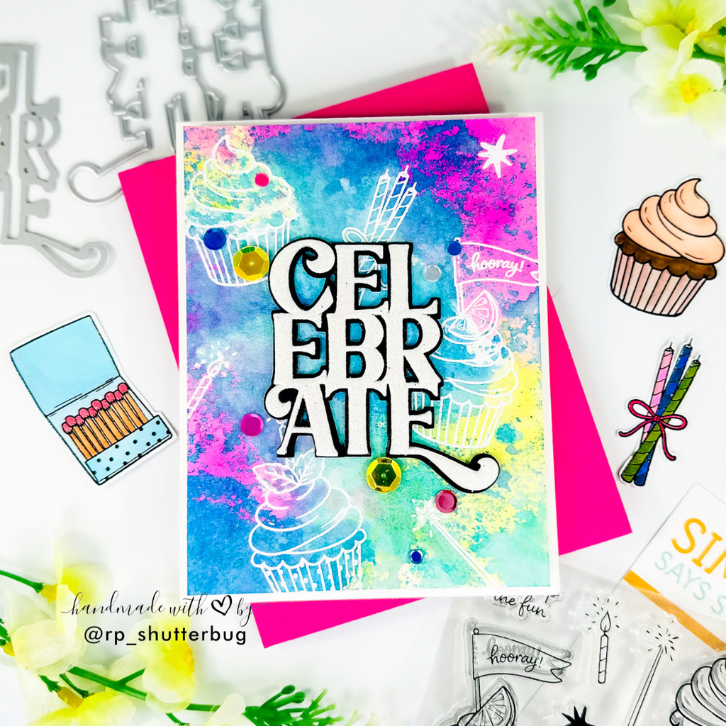 Simon Says Stamps and Dies Strike Up the Fun set1348su Stamptember Revati Panickar Birthday Cupcakes Card
