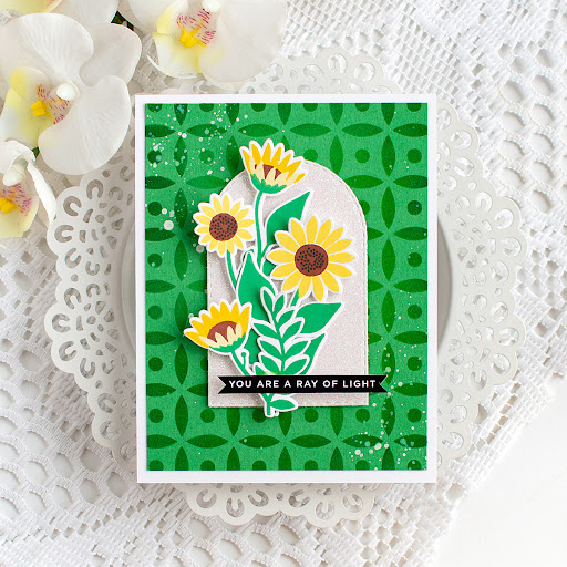 Simon Says Stamps and Dies Sunflower Meadow set1299sm Every Happiness Heather Hoffman Green and Gold Friend Card