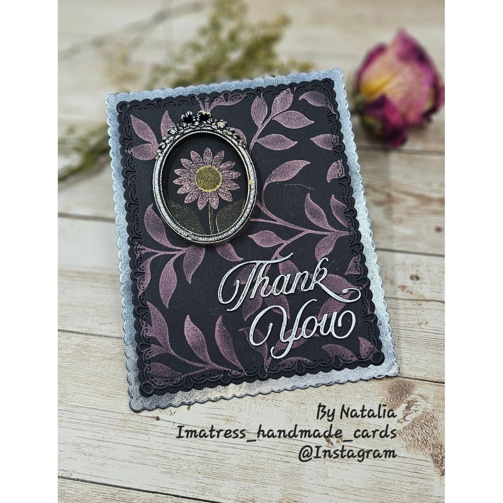 Simon Says Stamps and Dies Sunflower Meadow set1299sm Every Happiness Natalia Alton Dramatic Leaves Thank You Card