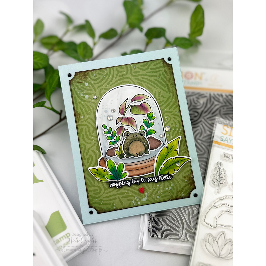 Simon Says Stamps and Dies Token Terrarium set1231tt Always There Frog Hello Card Nichol Spohr | color-code:ALT01