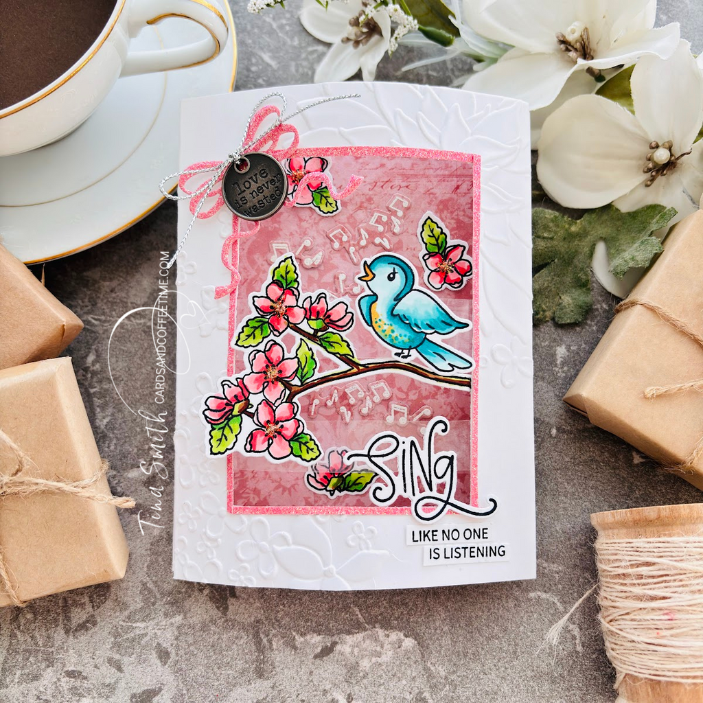 Simon Says Stamps and Dies Tweet Friend set927tf Springtime Card | color-code:ALT13 Music Notes Tina Smith