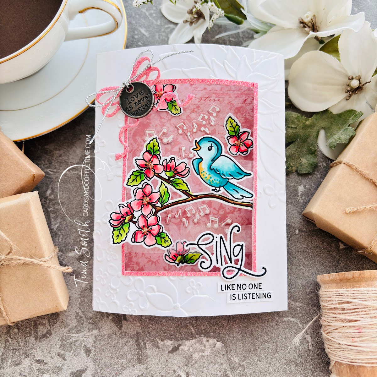 Simon Says Stamps and Dies Tweet Friend set927tf Springtime Card | color-code:ALT13 Music Notes Tina Smith