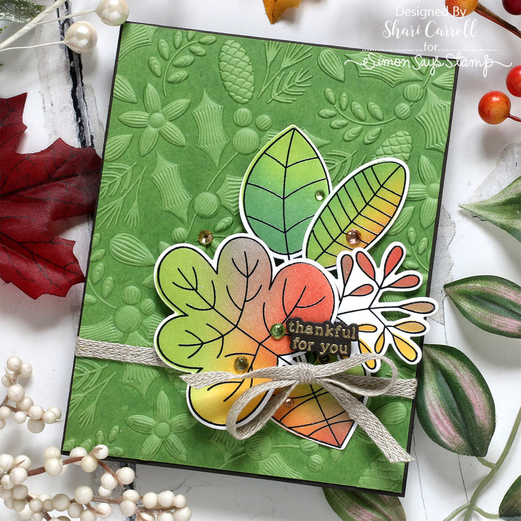 Simon Says Stamps and Dies Two Step Simple Leaves set868ts Thankful Card | color-code:ALT08 Starting to Turn Shari Carroll