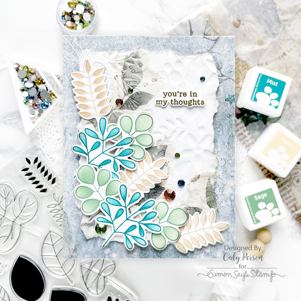 Simon Says Stamps and Dies Two Step Simple Leaves set868ts Thinking of You Card | color-code:ALT01 Textural Card Caly Person