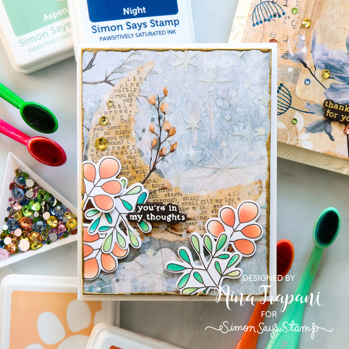 Simon Says Stamps and Dies Two Step Simple Leaves set868ts Thinking of You Card | color-code:ALT03 Crescent Moon Nina Trapani