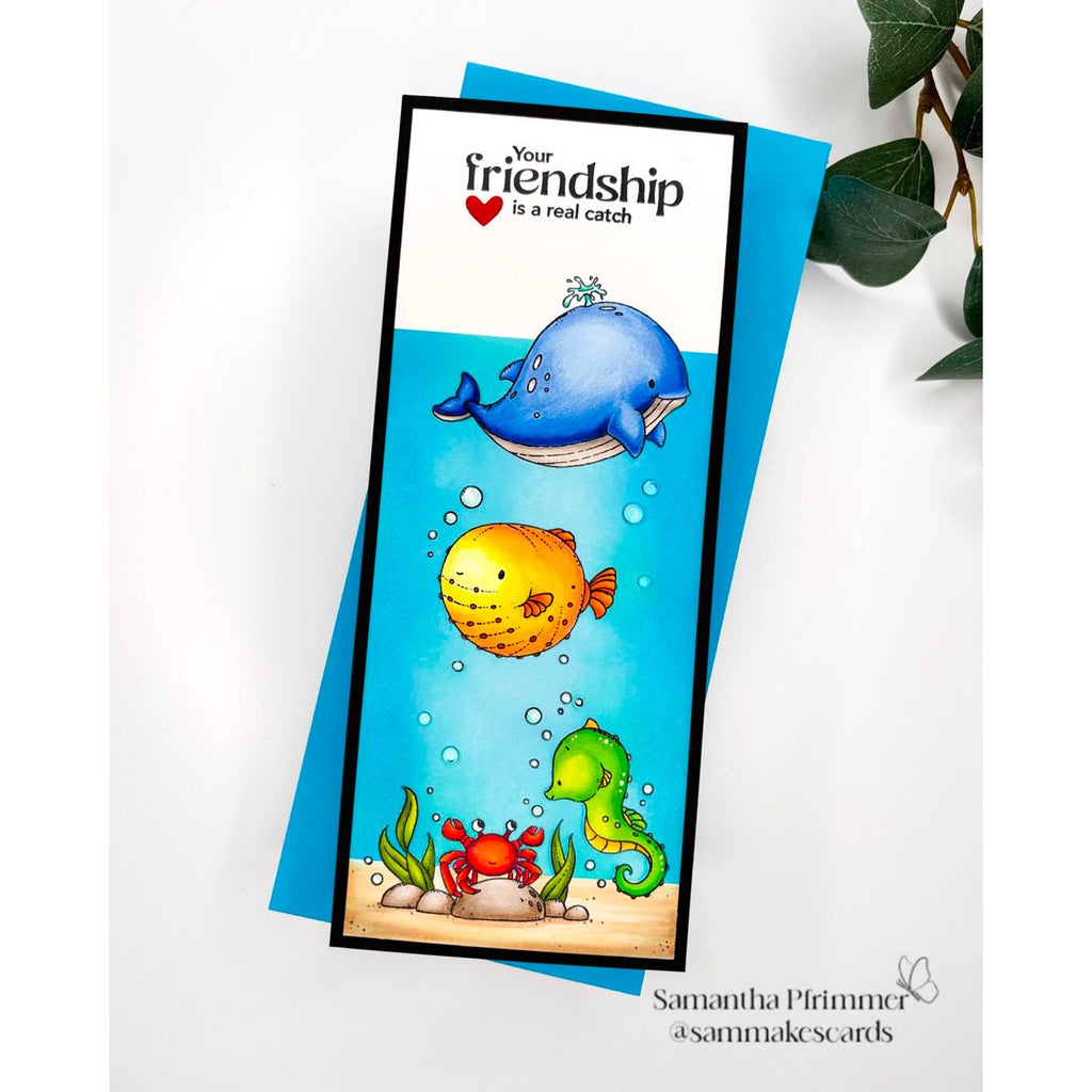 Simon Says Stamps and Dies Undersea Friends set1002us Friend Like You Friend Card Slimline Samantha Pfrimmer