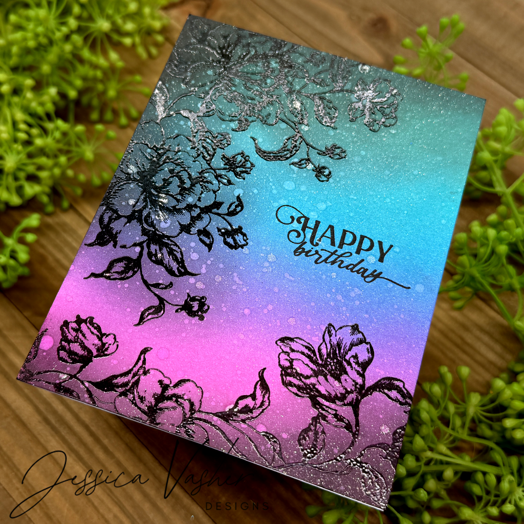 Simon Says Stamps and Dies Vintage Blooms set982vb Moments in Time Birthday Card Jessica Vasher