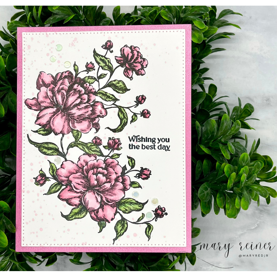 Simon Says Stamps and Dies Vintage Blooms set982vb Moments in Time Birthday Card Mary Reiner
