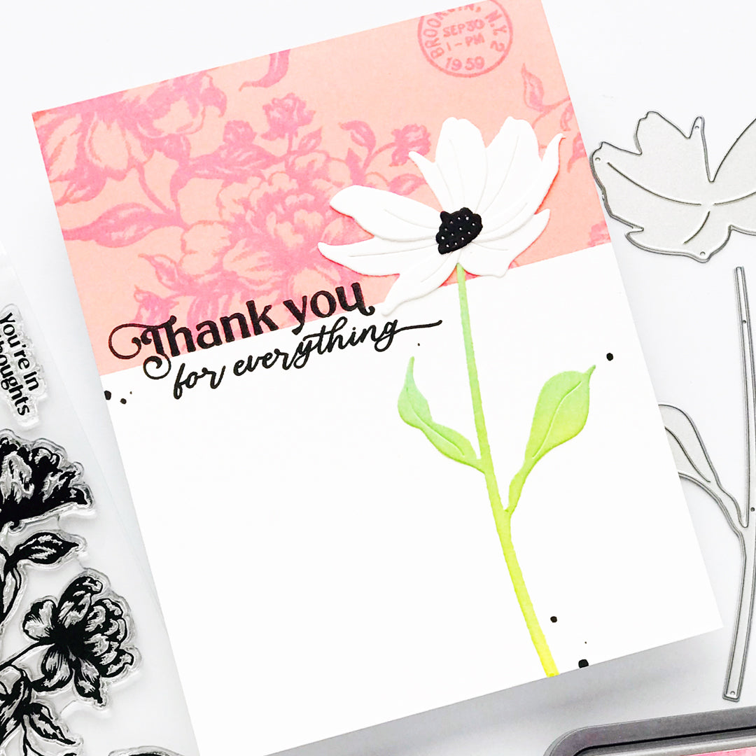 Simon Says Stamps and Dies Vintage Blooms set982vb Moments in Time Thank You Card Carly Tee Minner