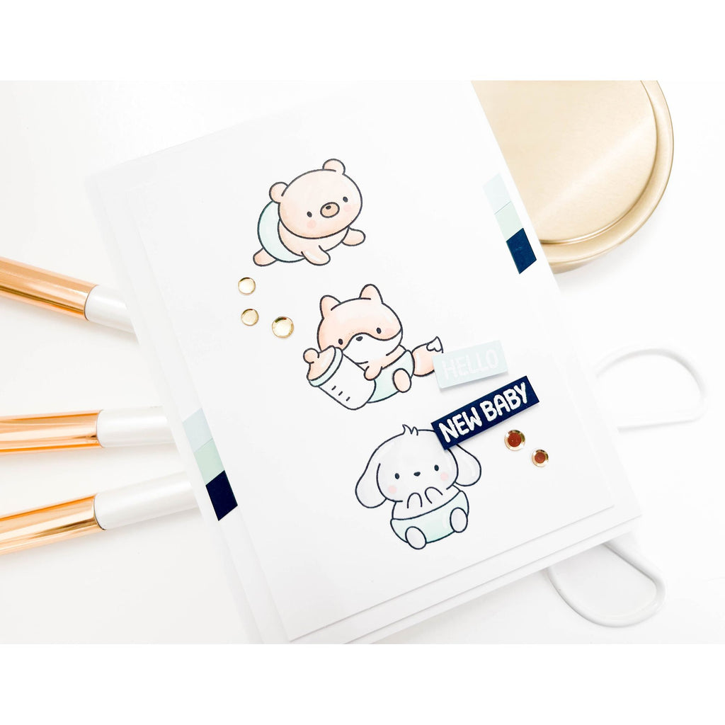 Simon Says Stamps and Dies Welcome Little One set986wl Moments in Time Baby Card Bethadilly