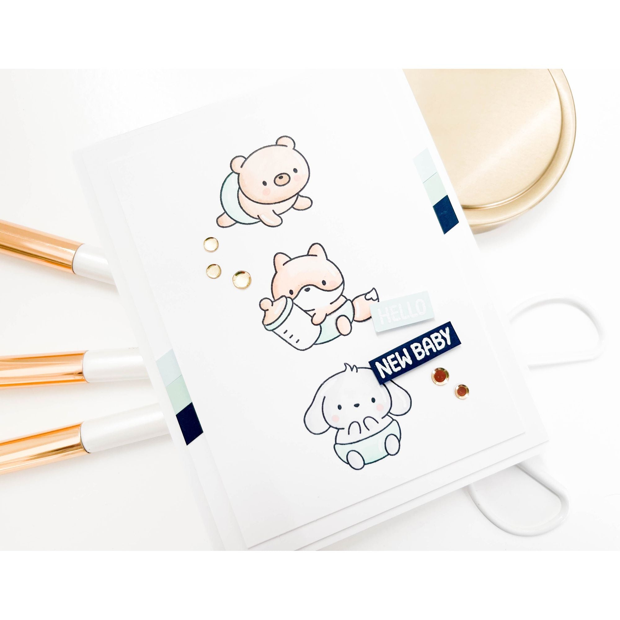 Simon Says Stamps and Dies Welcome Little One set986wl Moments in Time Baby Card Bethadilly