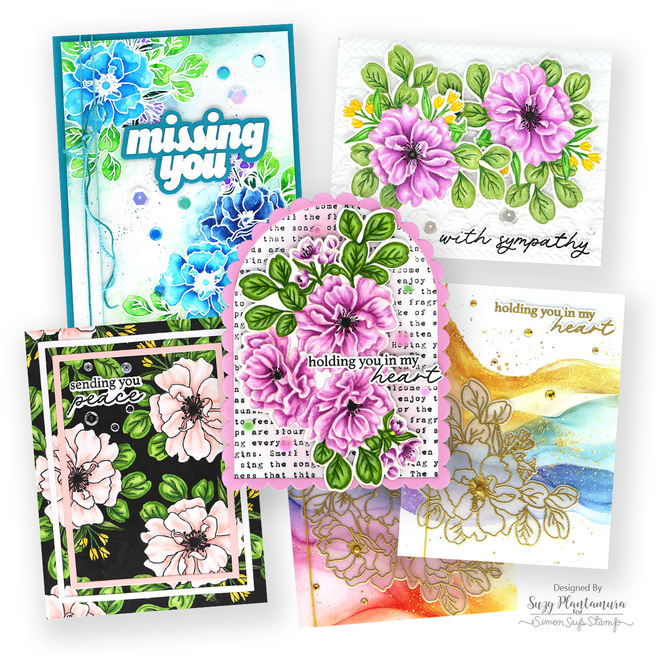 Simon Says Stamps and Dies Wild Rose set1196wr In My Heart Heartfelt Card Set Suzy Plantamura | color-code:ALT06