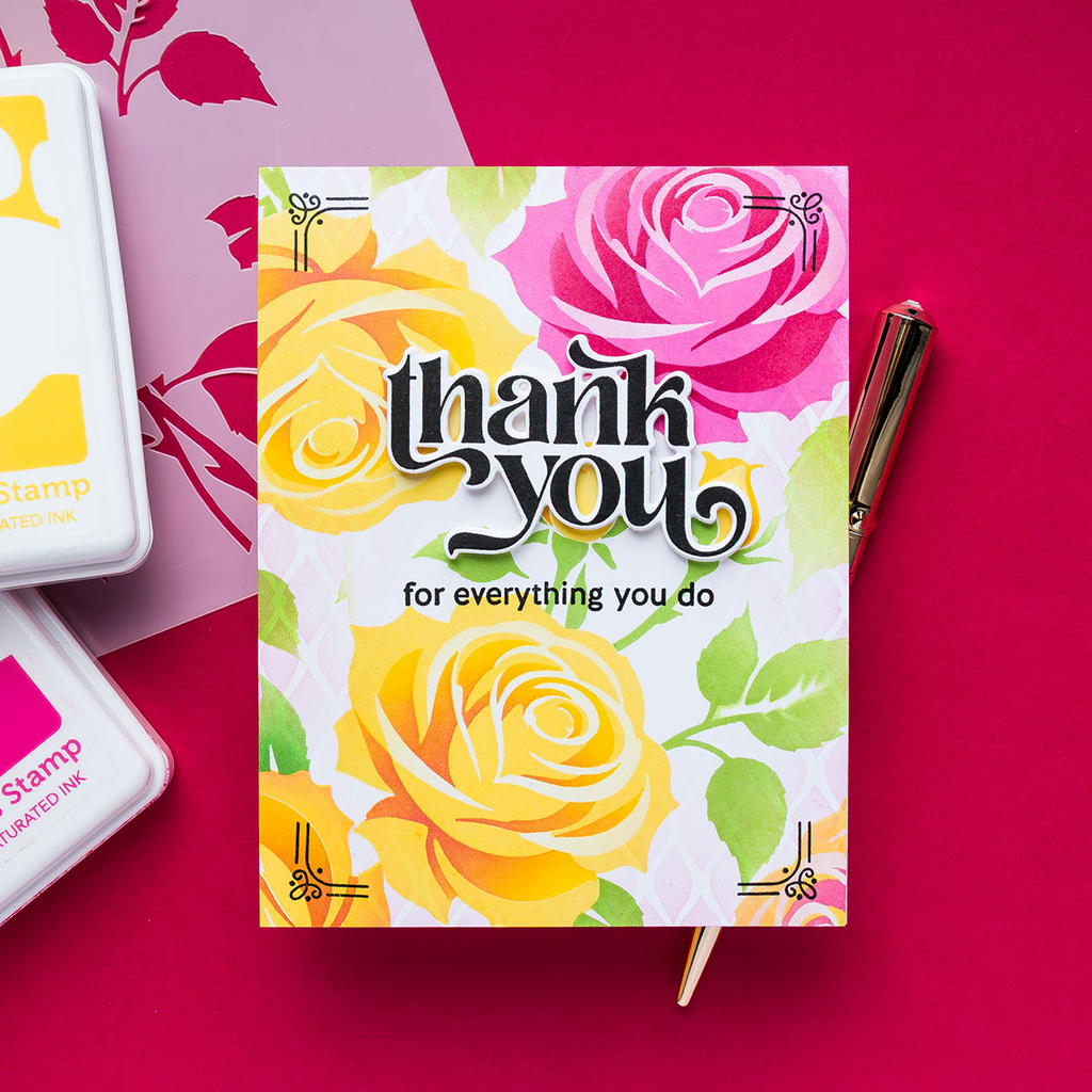 Simon Says Stamps and Dies With Thanks set968wt You Are My Favorite Roses Thank You Card Yana Smakula | color-code:ALT06