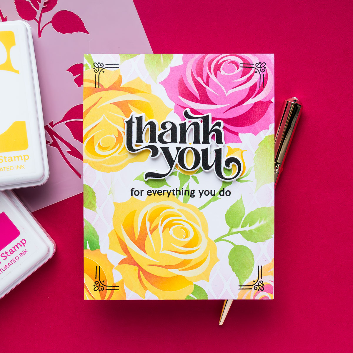Simon Says Stamps and Dies With Thanks set968wt You Are My Favorite Roses Thank You Card Yana Smakula | color-code:ALT06