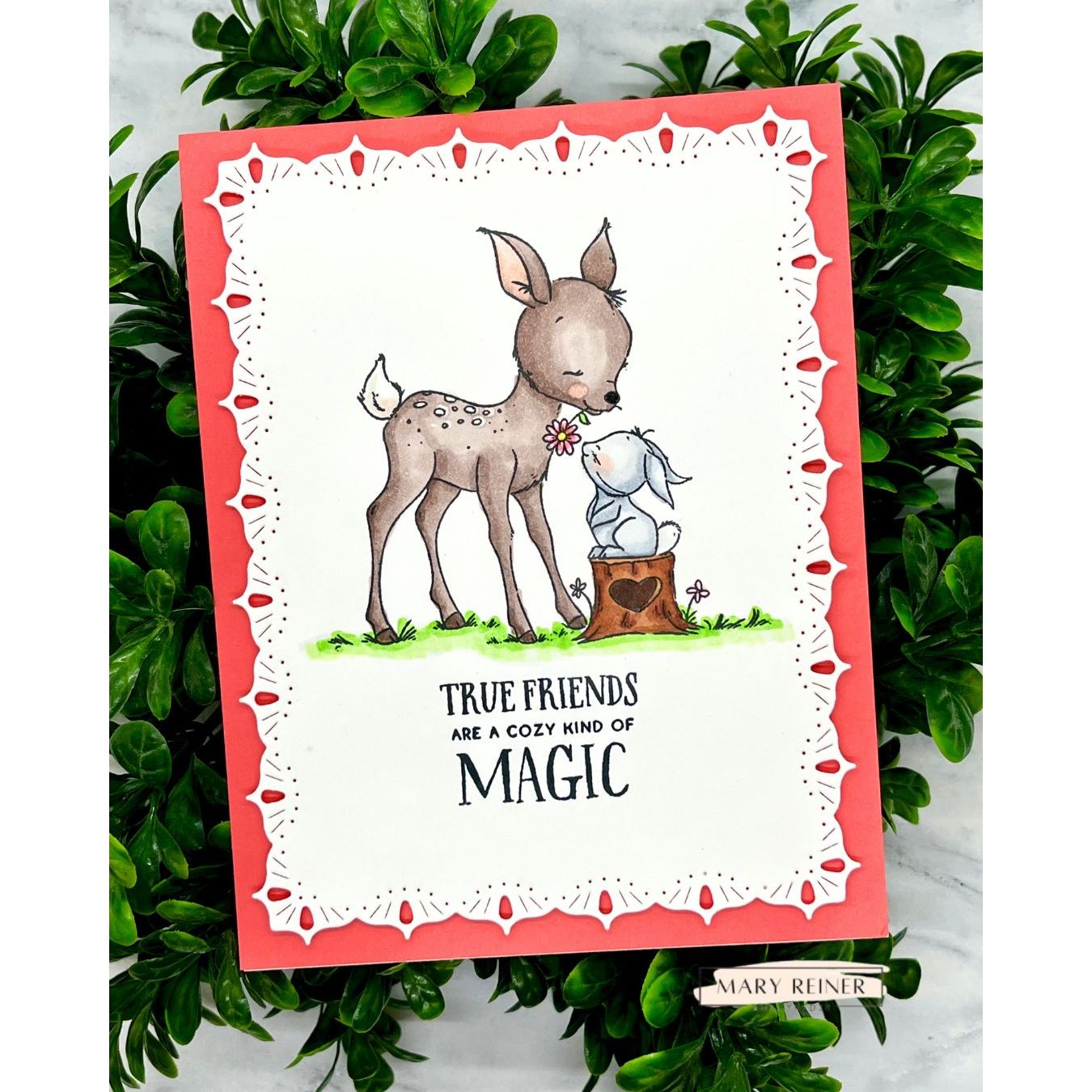Simon Says Stamps and Dies Woodland Friends set1304wf Every Happiness Mary Reiner Deer and Bunny Friend Card 