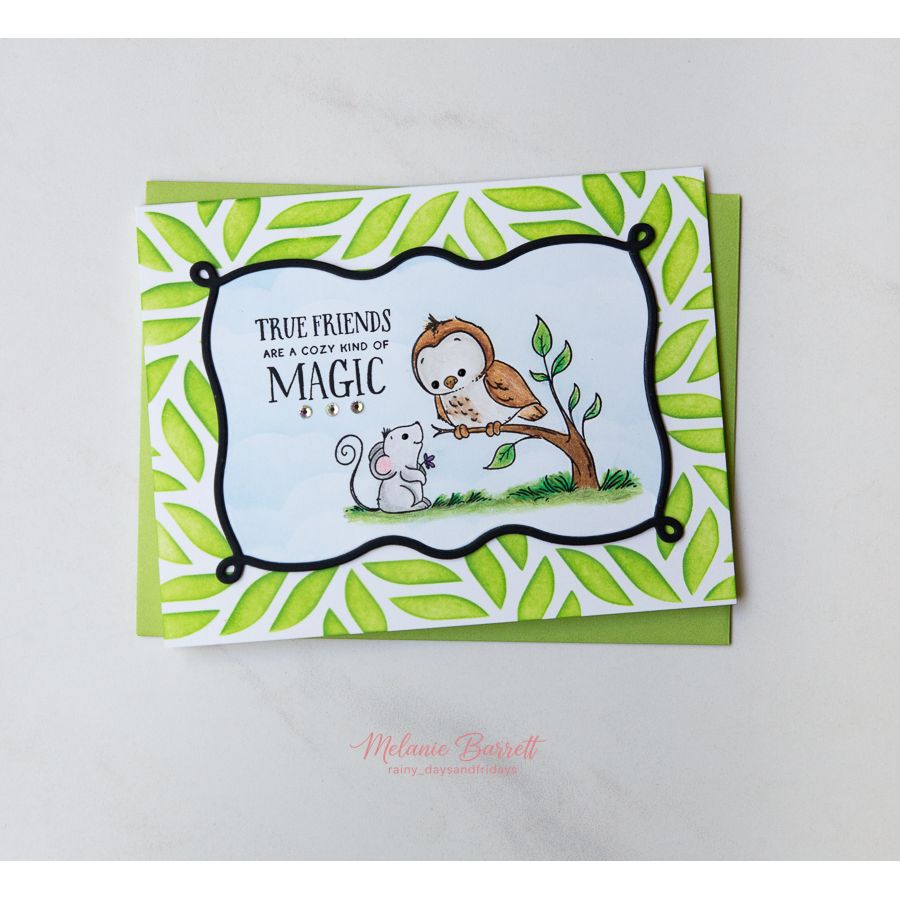 Simon Says Stamps and Dies Woodland Friends set1304wf Every Happiness Melanie Barrett Owl and Mouse Friend Card