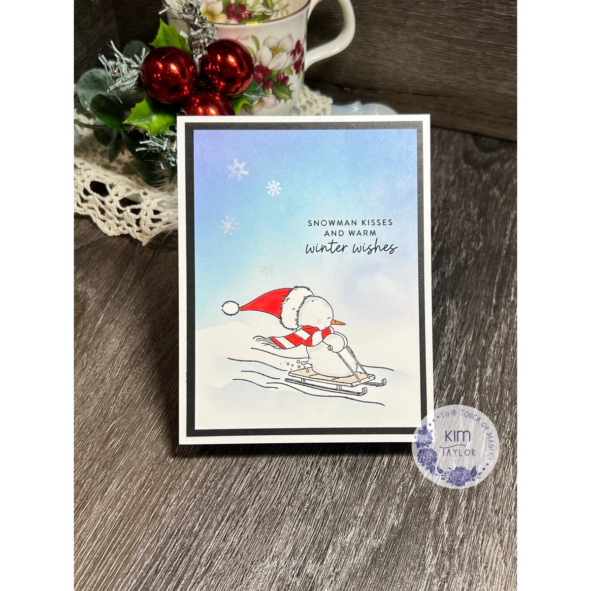 Simon Says Stamps and Dies Wrapped In Scarves set1087ws And Everything Nice Christmas Card Kim Taylor Sledding