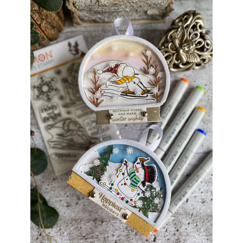 Simon Says Stamps and Dies Wrapped In Scarves set1087ws And Everything Nice Christmas Ornaments Cez Tolentino Snowman Scenes